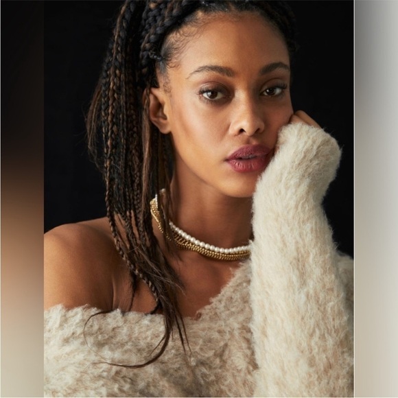 ANTHROPOLOGIE SOFT PULLOVER V-NECK THICK MERINO WOOL SWEATER LARGE NWT - Picture 6 of 15